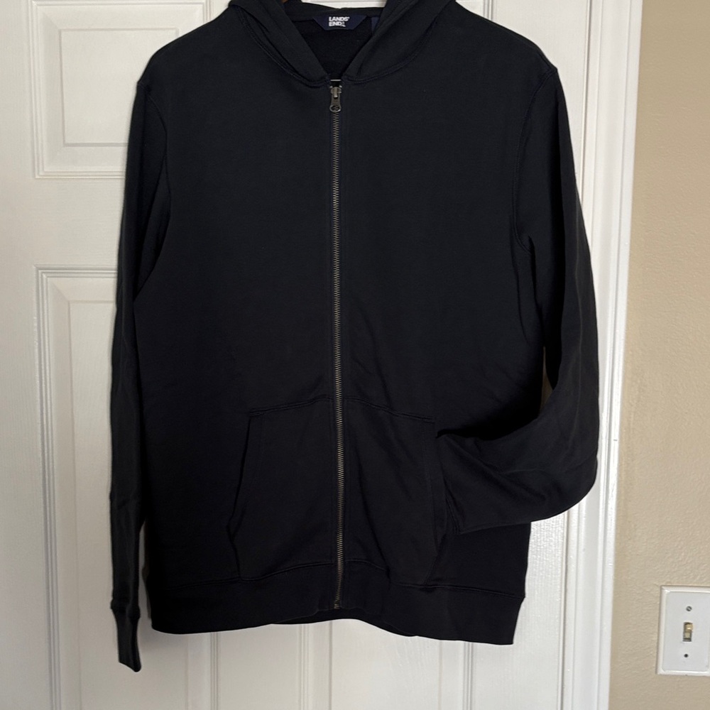 Lands’ End Unisex Navy Blue Zip-Up Hoodie NWOT